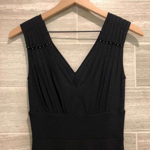 Theory V-neck Draped Pleated Swing Dress Black - Picture 2 of 7